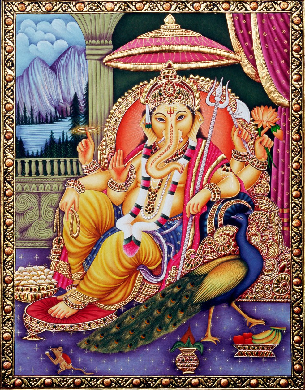 Lord Ganesha Ganpati a miniatűr festmény papírra alkotó: School Indian