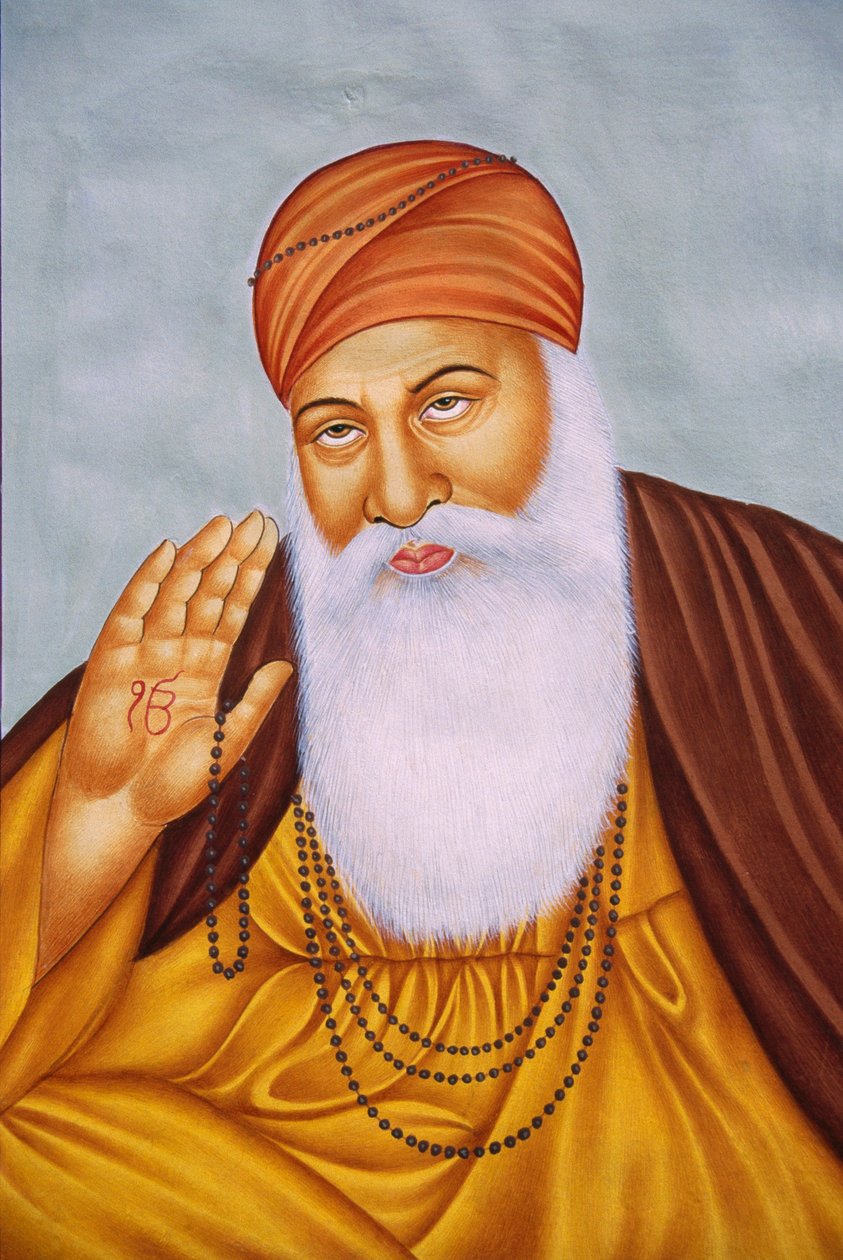 Lord Guru Nanak miniatűr festmény papírra alkotó: School Indian