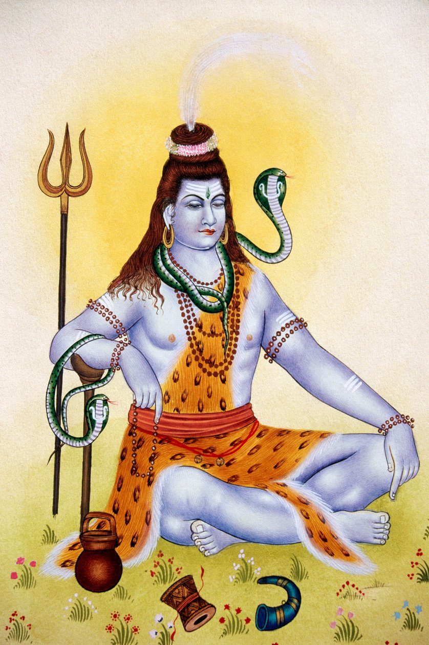 Lord Shiva Shanker Miniatűr festmény papírra alkotó: School Indian