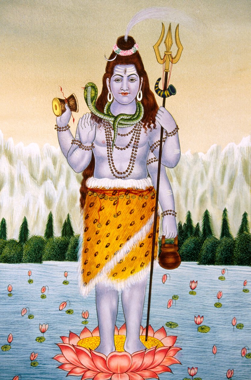 Lord Shiva Shanker Miniatűr festmény papírra alkotó: School Indian