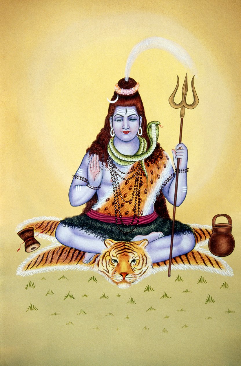 Lord Shiva Shanker Miniatűr festmény papírra alkotó: School Indian
