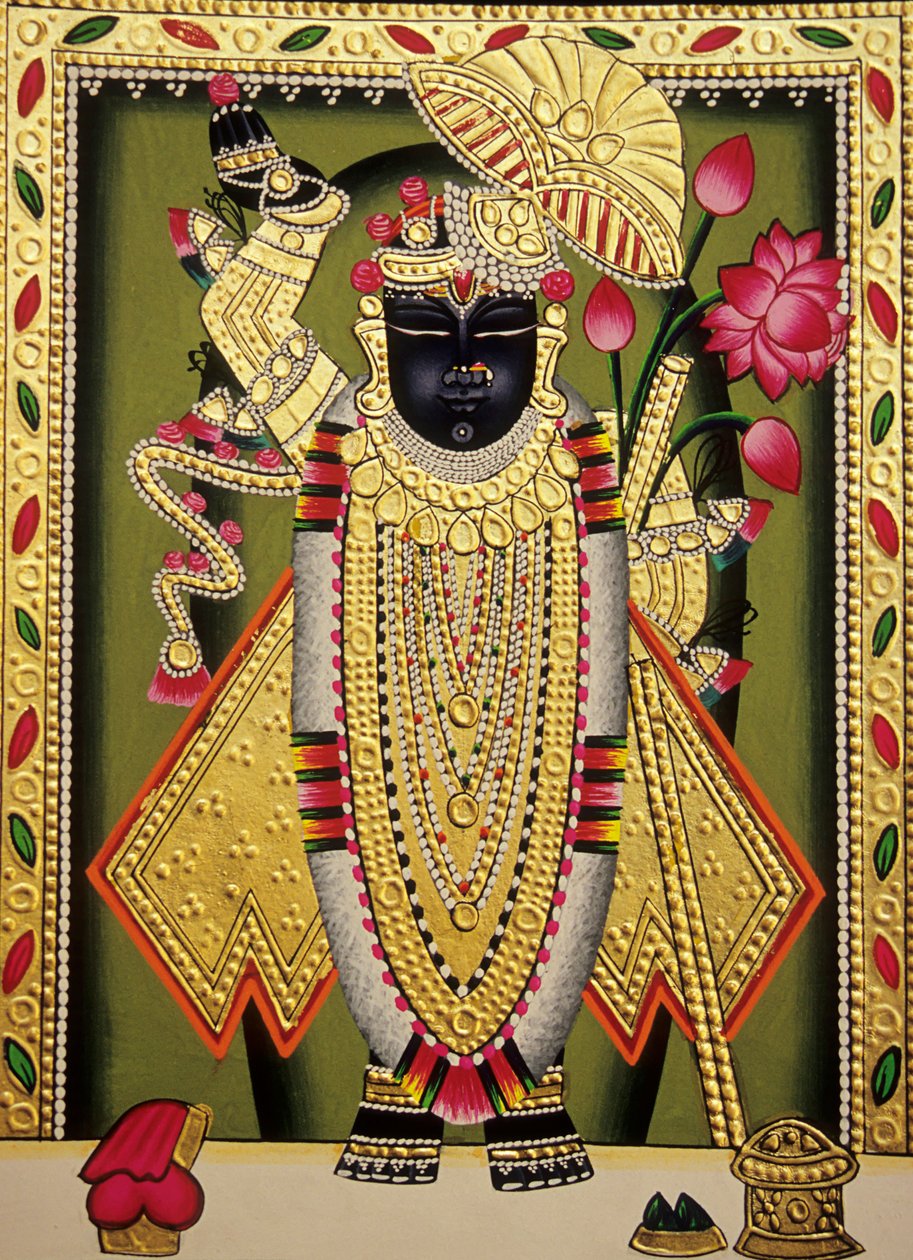 Lord Shrinathan Nathdwaran miniatűr festmény papírra alkotó: School Indian