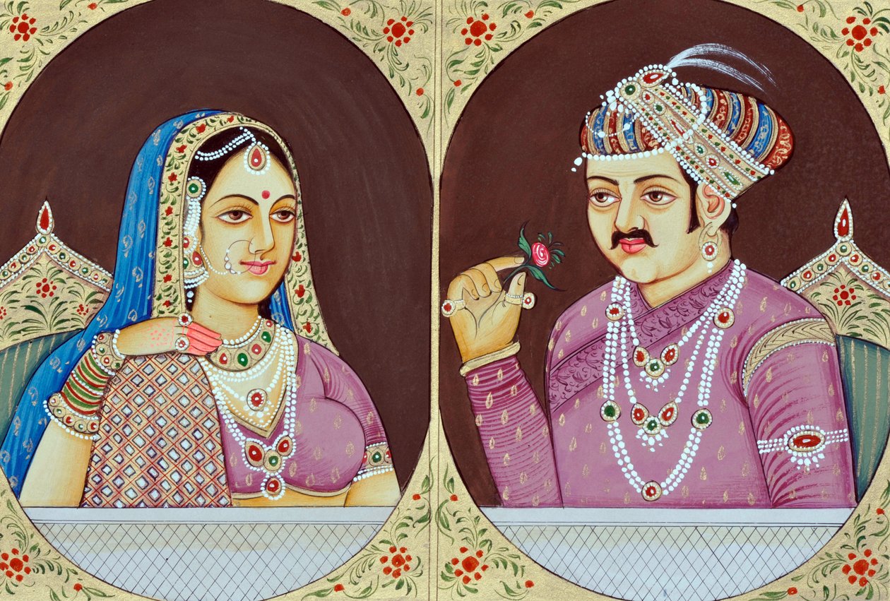 Akbar és Jodha Bai miniatűr festménye India Ázsia India Ázsia alkotó: School Indian