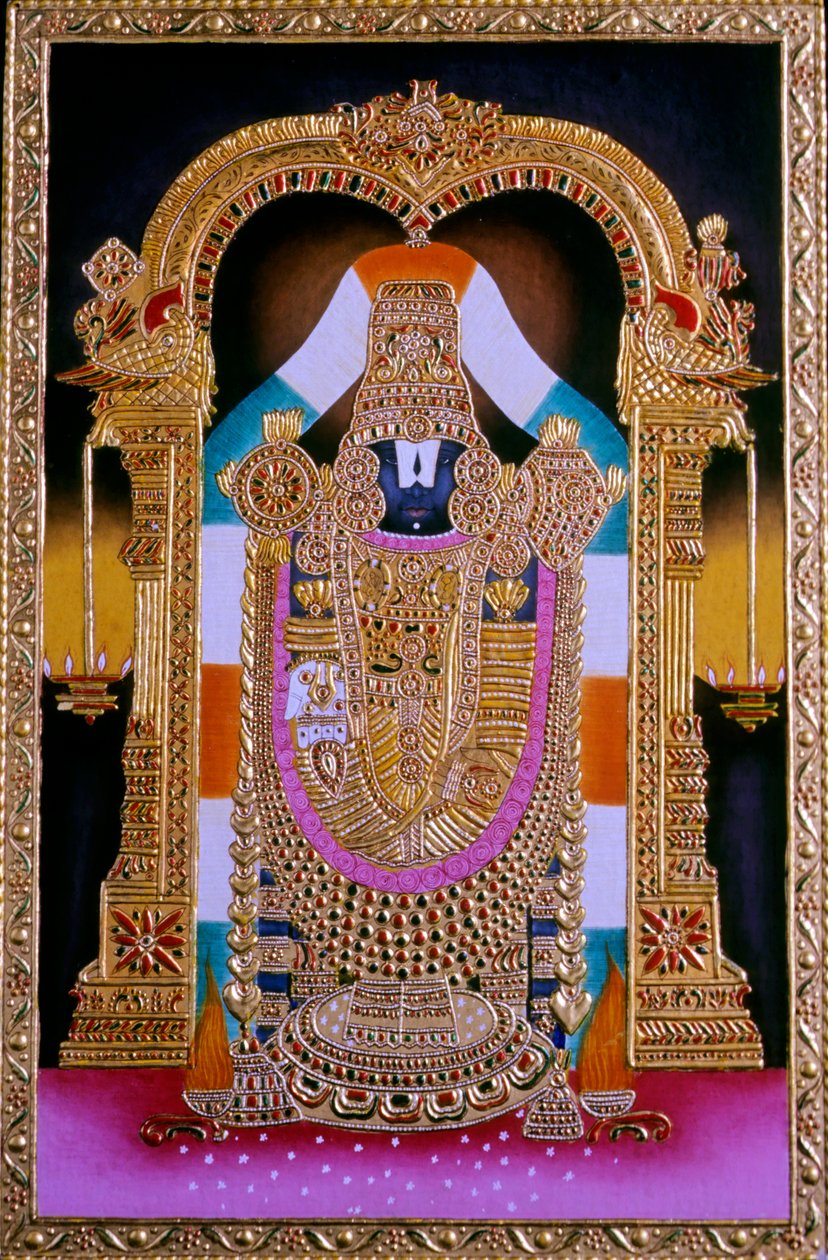 Miniatűr festmény az Úr Tirupati Balaji, India alkotó: School Indian