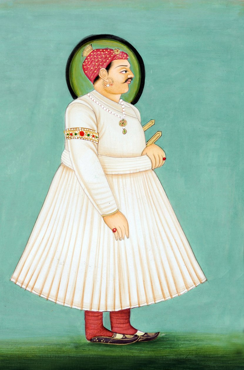Maharadzsa Sawai Ishwari Singh miniatűr festménye, Jaipur alkotó: School Indian