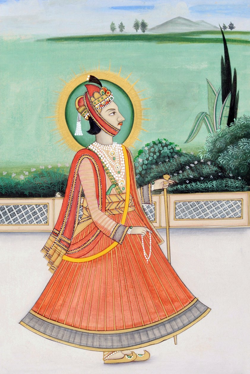 Maharadzsa Sawai Jai Singh Harmadik, Jaipur miniatűr festménye alkotó: School Indian