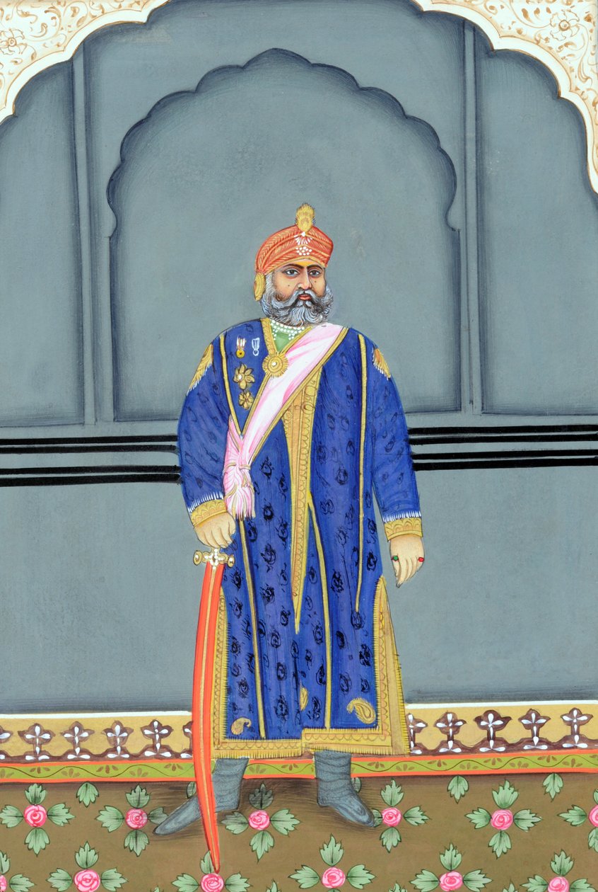 Második Sawai Madho Singh Maharadzsa miniatűr festménye, Jaipur alkotó: School Indian