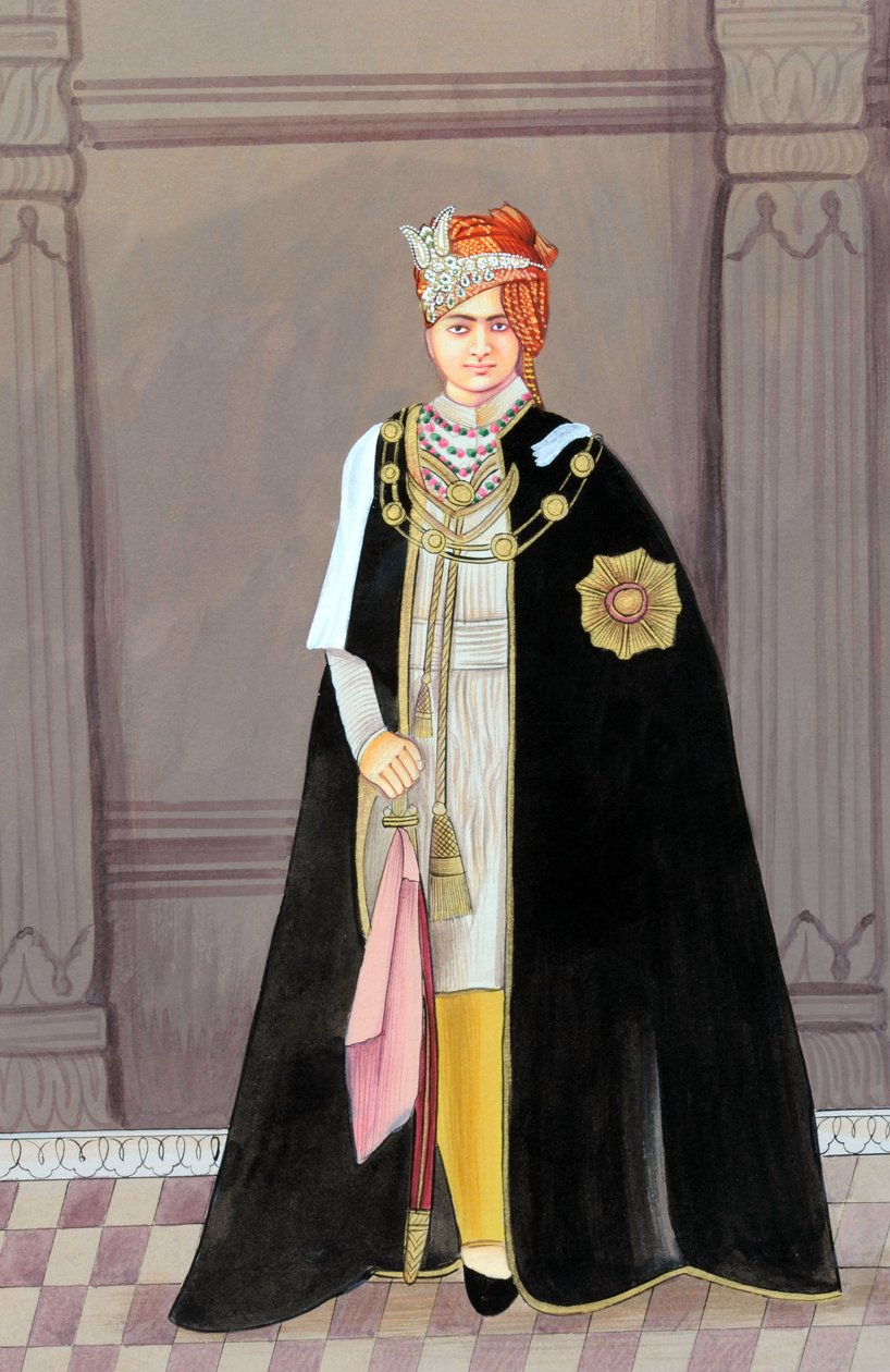 Második Sawai Man Singh Maharaja miniatűr festménye, Jaipur alkotó: School Indian