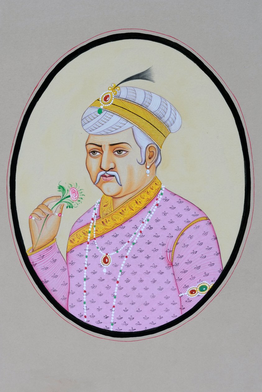 Akbar mogul császár miniatűr festménye alkotó: School Indian