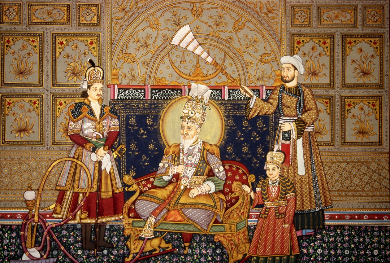 Shah Jahan mogul császár miniatűr festménye papíron alkotó: School Indian