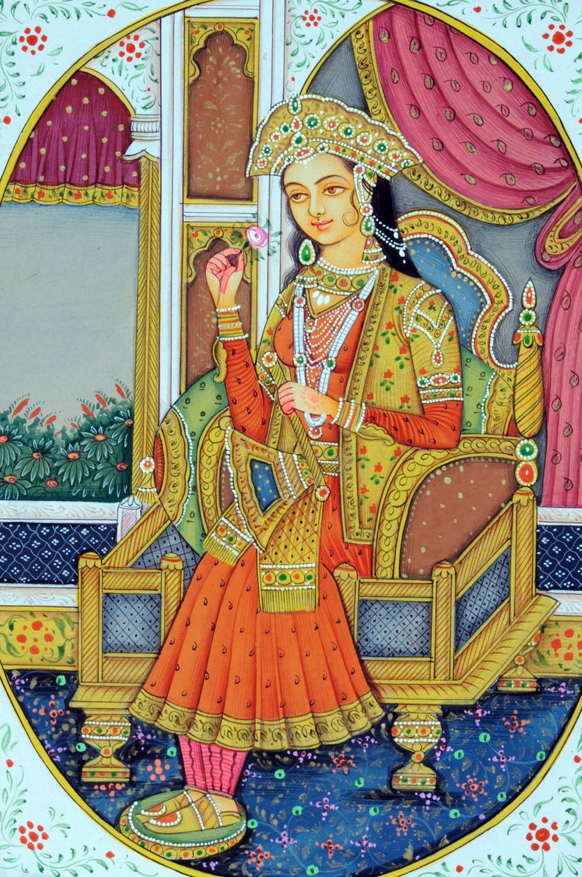 Mumtaz Mahal mogul királynő miniatűr festménye alkotó: School Indian