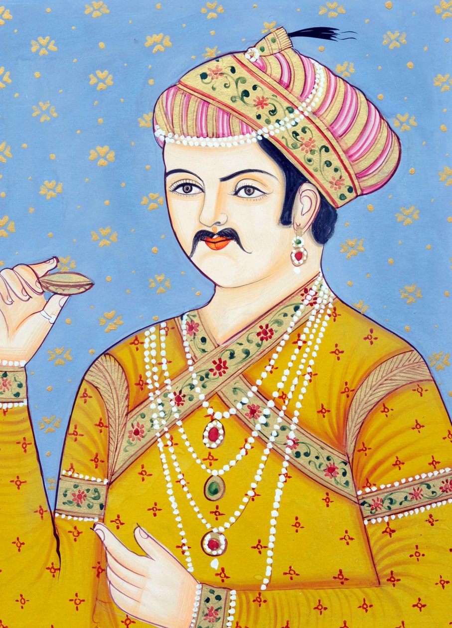 Akbar mogul császár miniatűr festménye alkotó: School Indian