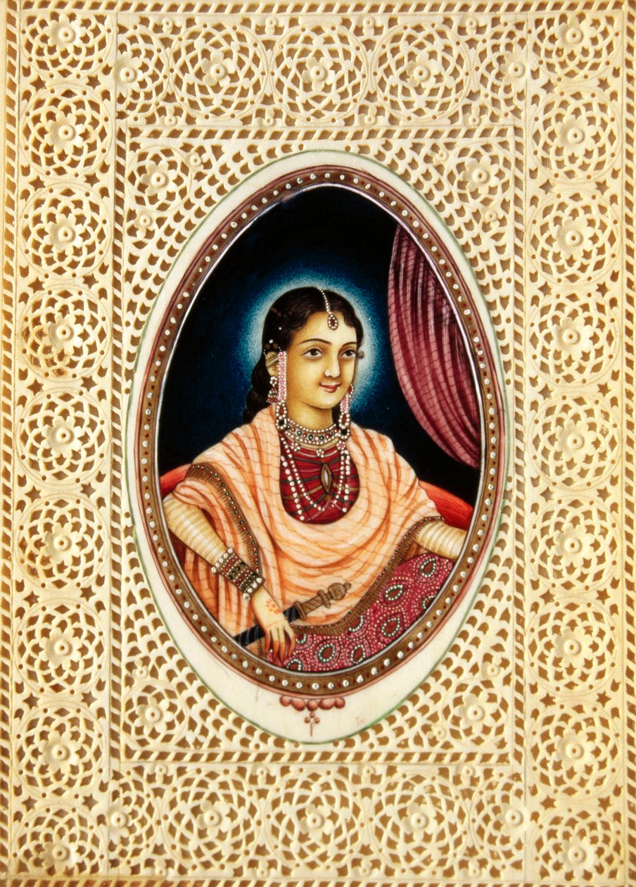 Mumtaz Mahal miniatűr festménye elefántcsontra alkotó: School Indian