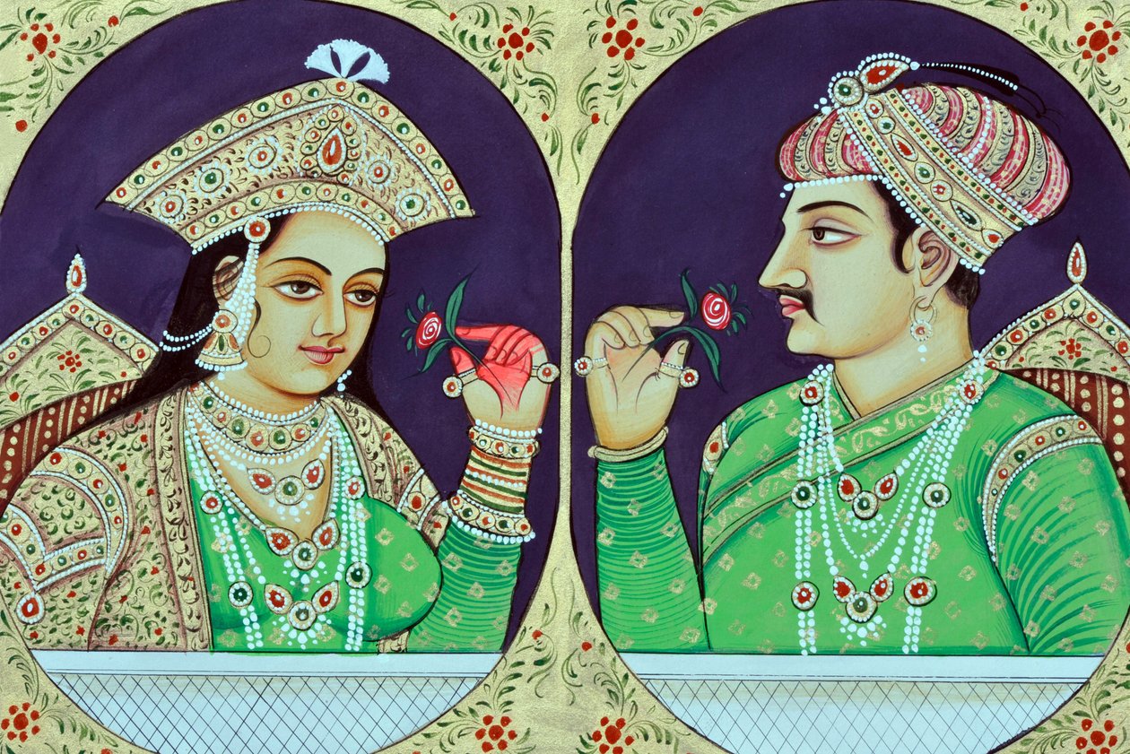 Miniatűr festmény Noorjahan királynő és Jahangir India Ázsia India Ázsia alkotó: School Indian