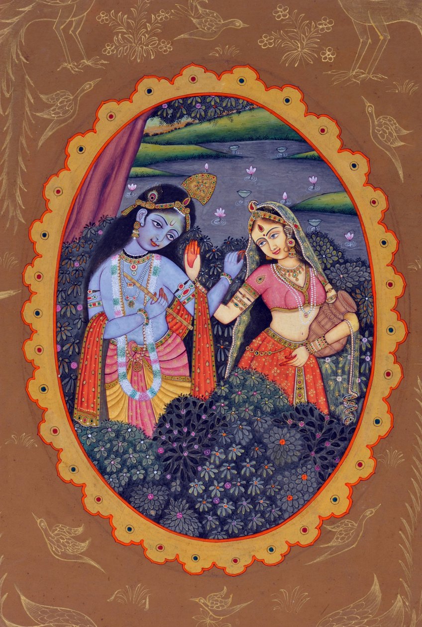 Rádhá Krsna miniatűr festménye alkotó: School Indian