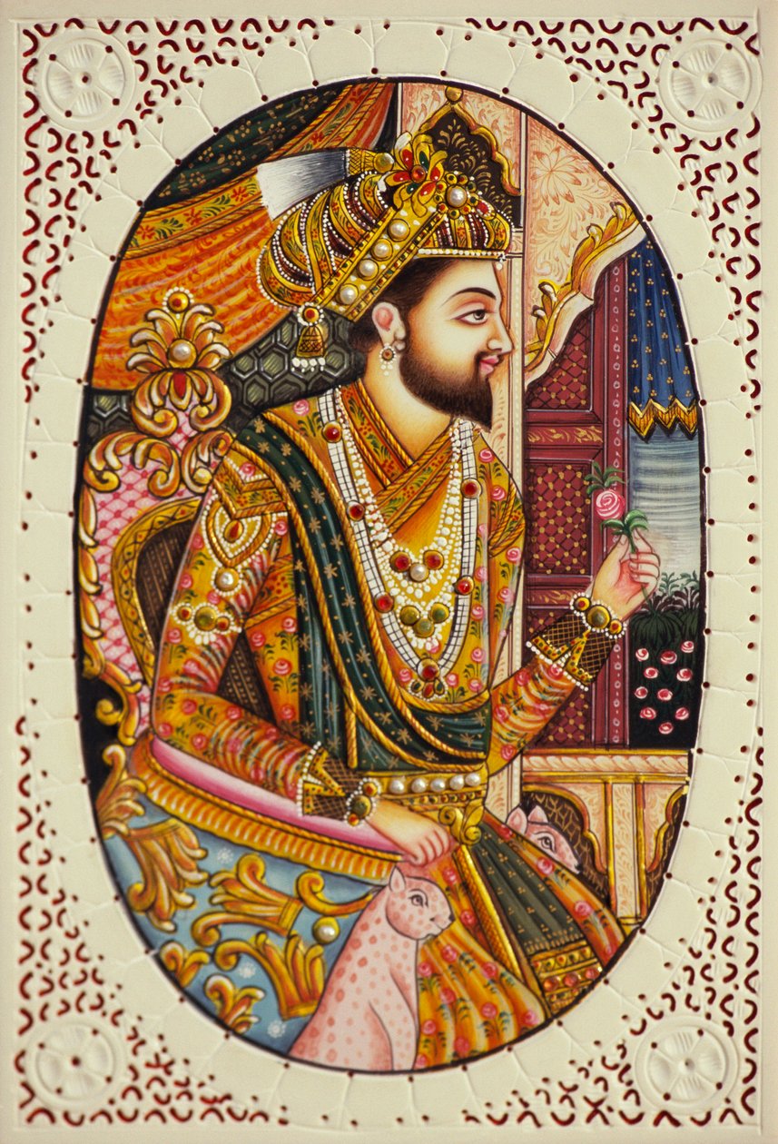 Miniatűr festmény elefántcsontra Mogul császár Shah Jahan alkotó: School Indian