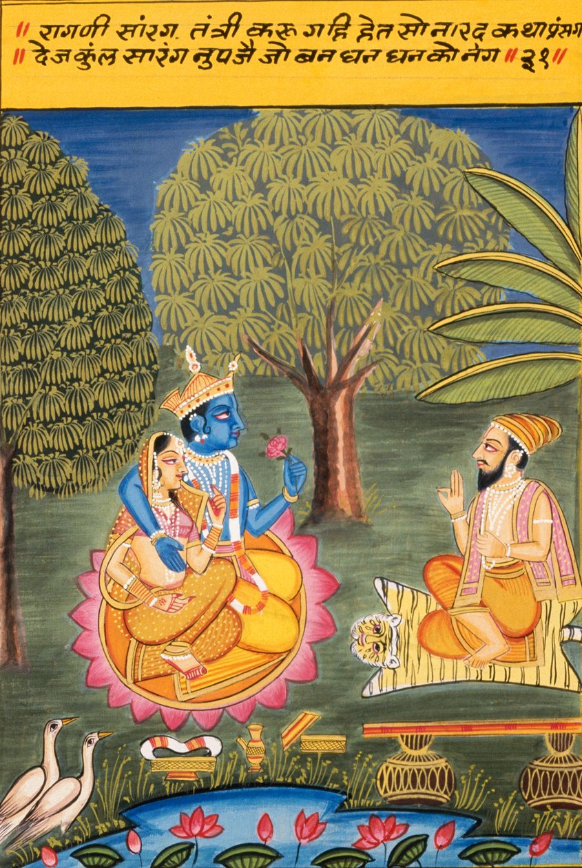 Miniatűr festmény papírra ,Ragini Sarang, Nathdwara iskola alkotó: School Indian
