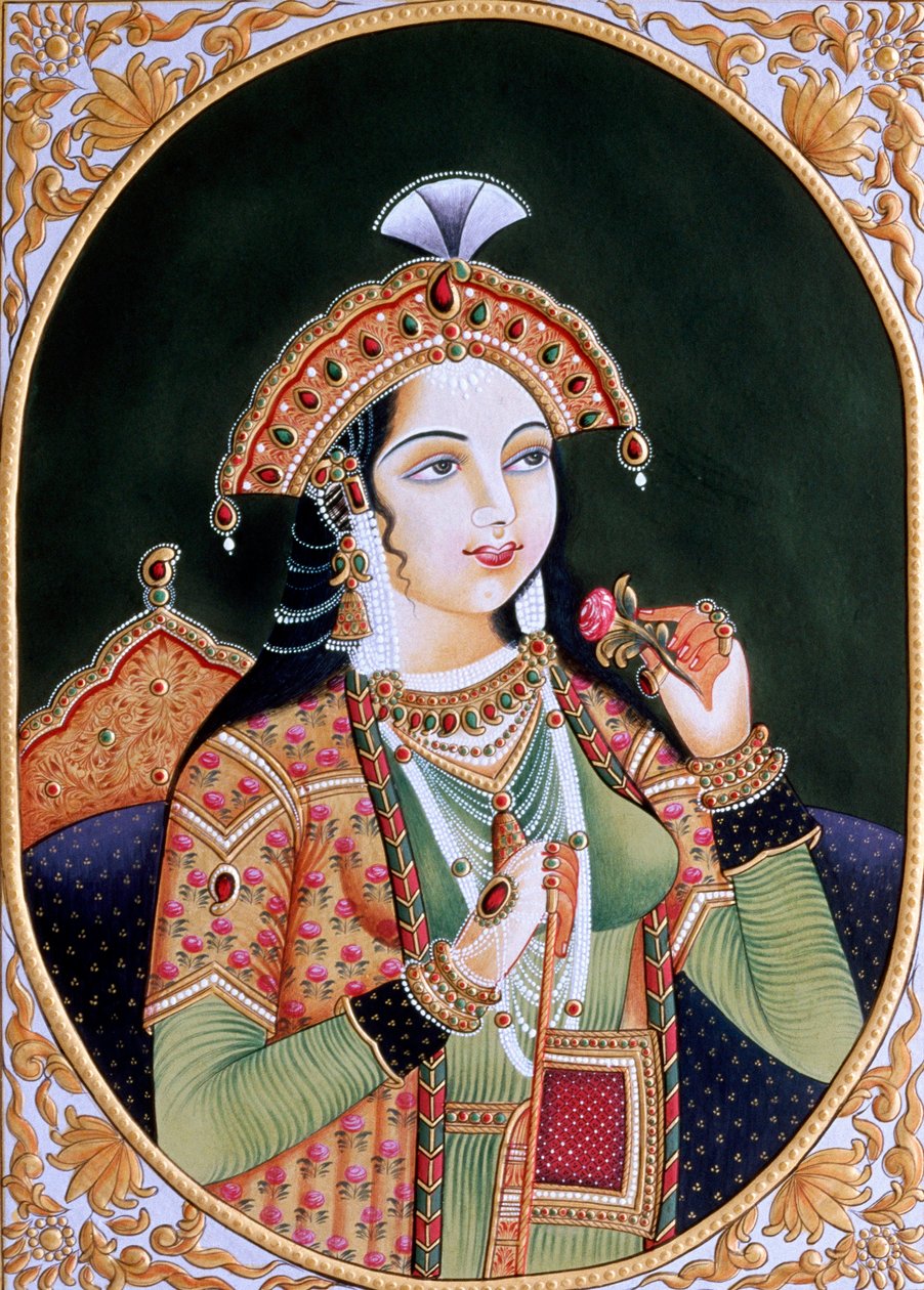 Miniatűr festmény papírra Mumtaz Mahal hercegnő, Shah Jahan mogul császár felesége Mumtaz Mahal hercegnőről alkotó: School Indian