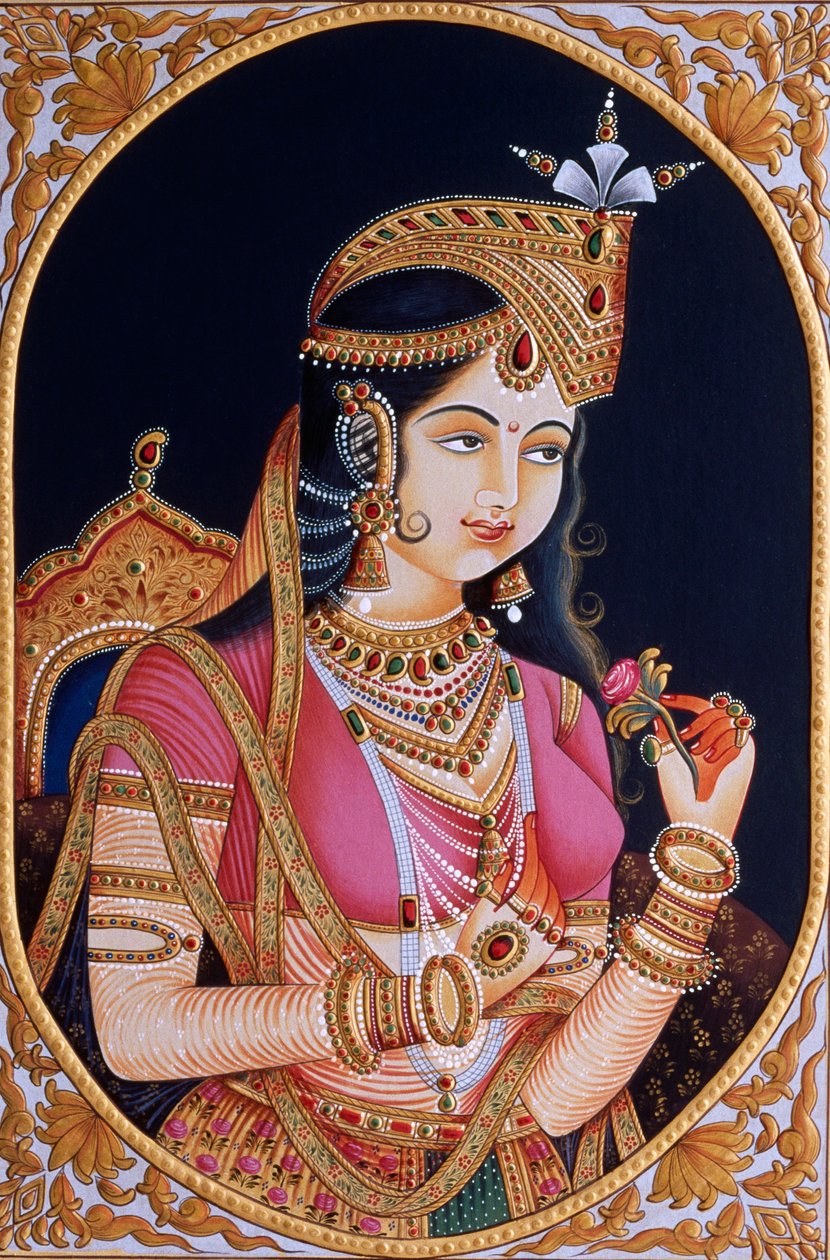 Miniatűr festmény papírra Mumtaz Mahal hercegnő, Shah Jahan mogul császár felesége Mumtaz Mahal hercegnőről alkotó: School Indian