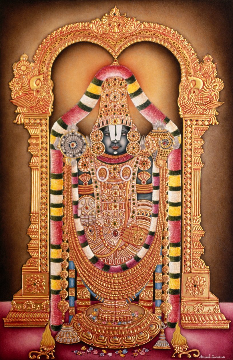Miniatűr festmény Tirupati Balaji papírra festése alkotó: School Indian