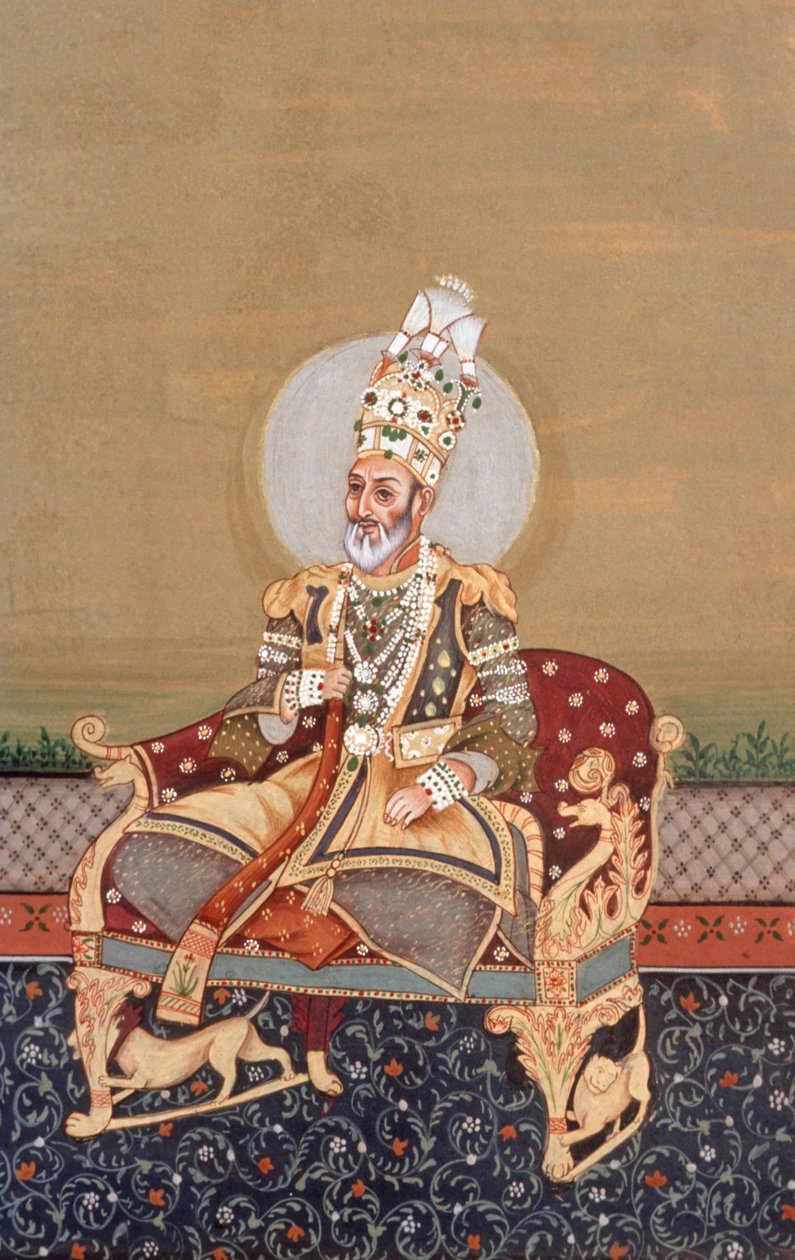 Mogul miniatűr festmény Bahadurshah Jafer alkotó: School Indian