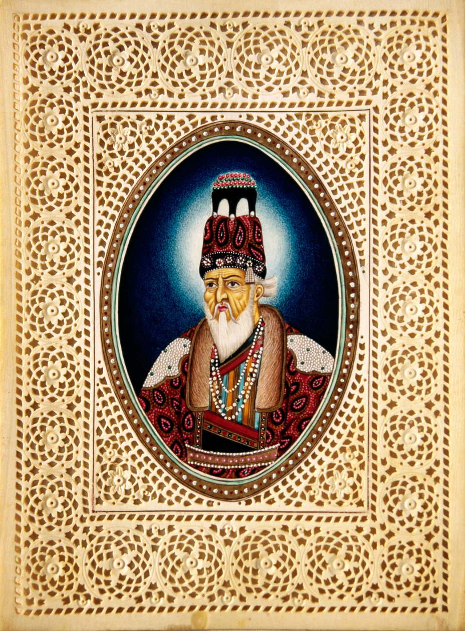 Shah Jahan mogul császár festménye elefántcsontra festve alkotó: School Indian