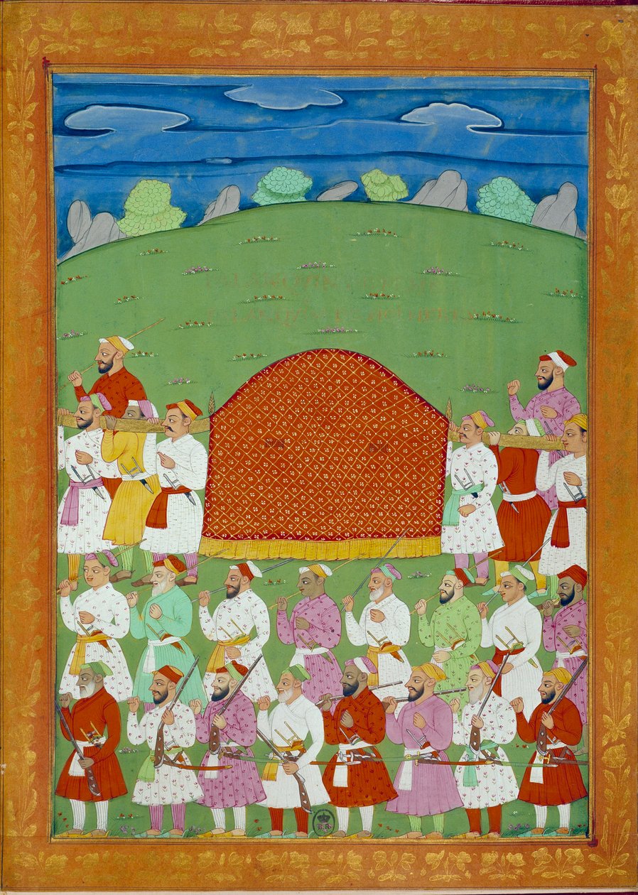 A szultán ágyasainak palánkja, a Shah alem udvara. Indiai és perzsa miniatúrák: Niccolo Manucci (1638-1717) „India története Tamertantétól Orangreybig”. BN, Párizs. alkotó: School Indian