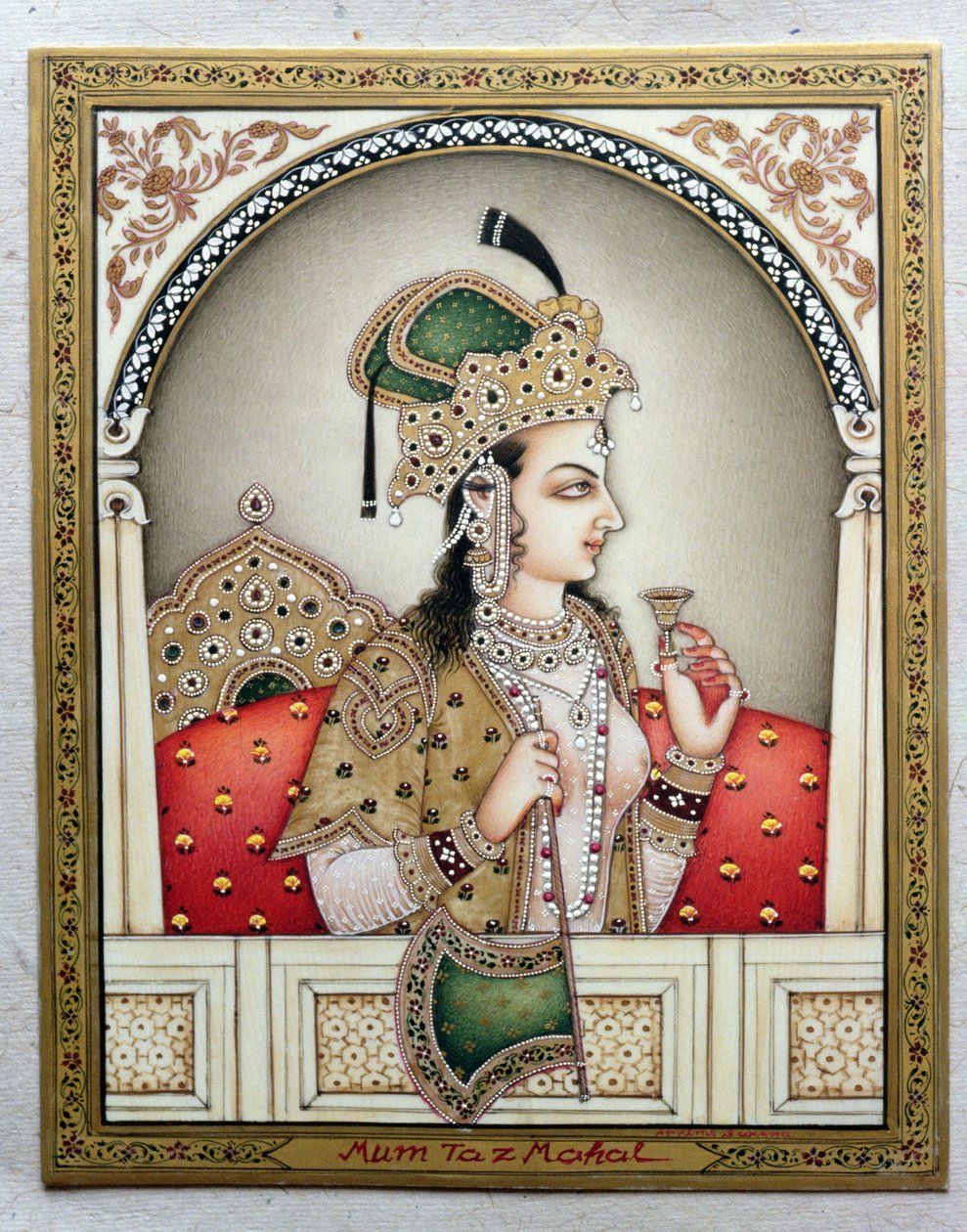 Arjumand Banu Begum arcképe (1631) Mumtaz-i Mahal alkotó: School Indian