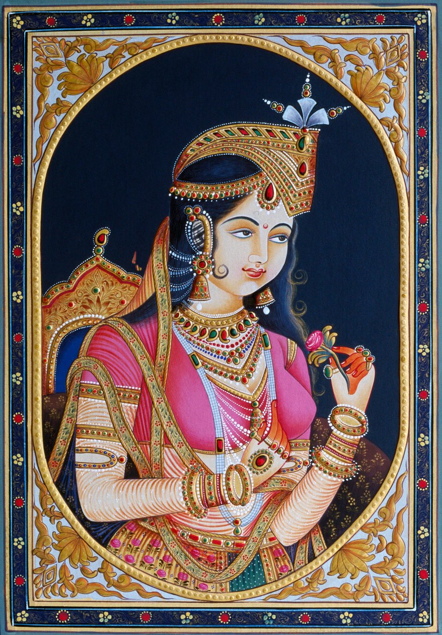 Mumtaz Mahal portréja papírra festményen alkotó: School Indian