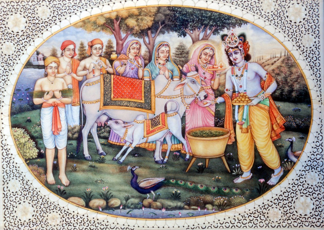 Rádhá Krsna miniatűr festményei alkotó: School Indian