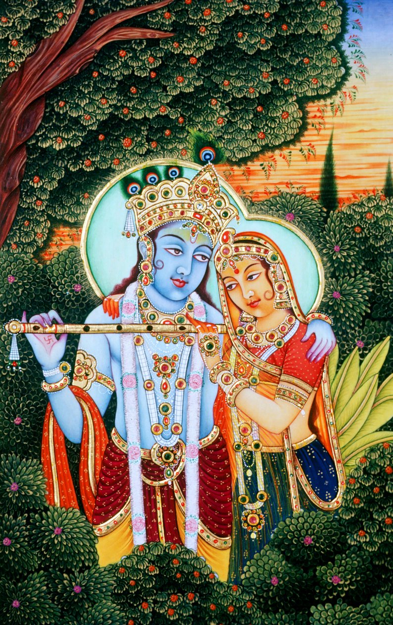 Radha Krishna miniatűr festmények alkotó: School Indian