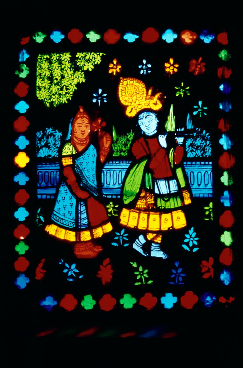 Radha Krishna a festett üvegen alkotó: School Indian