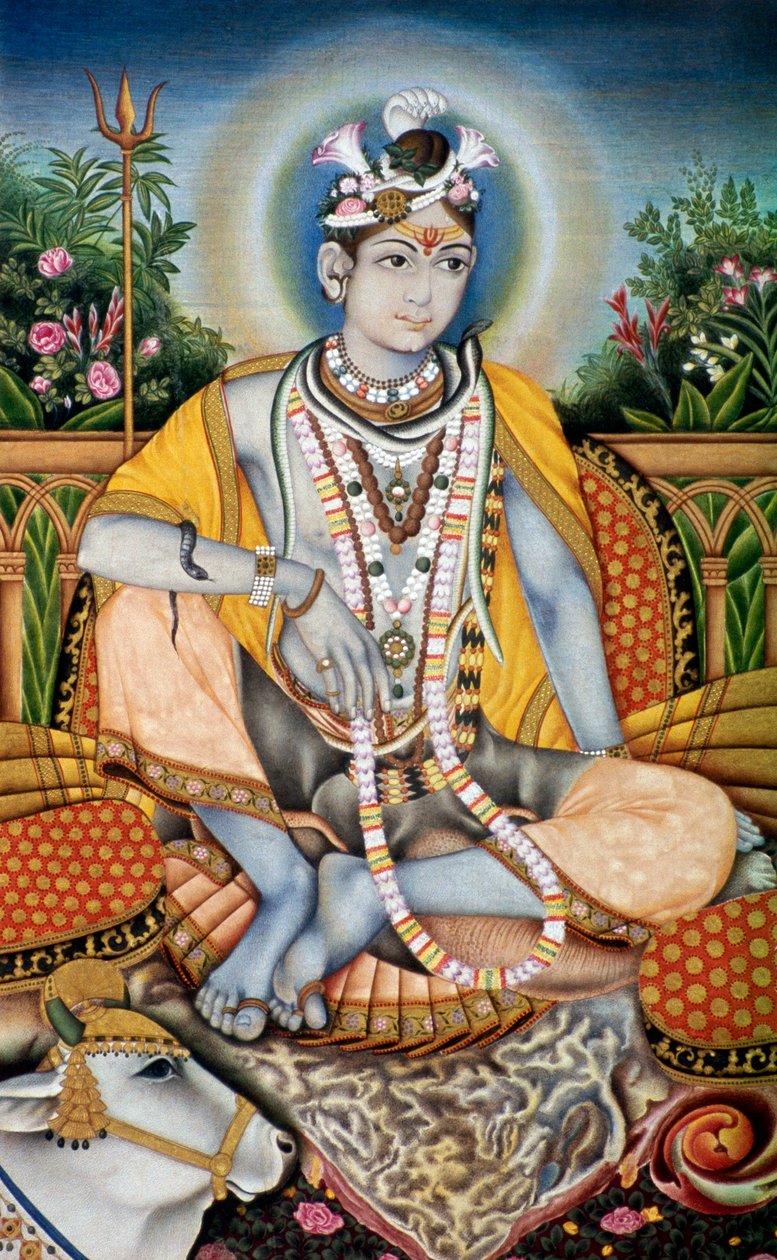 Rajrajeswer (Lord Shiva Shanker) miniatűr festmény papírra alkotó: School Indian