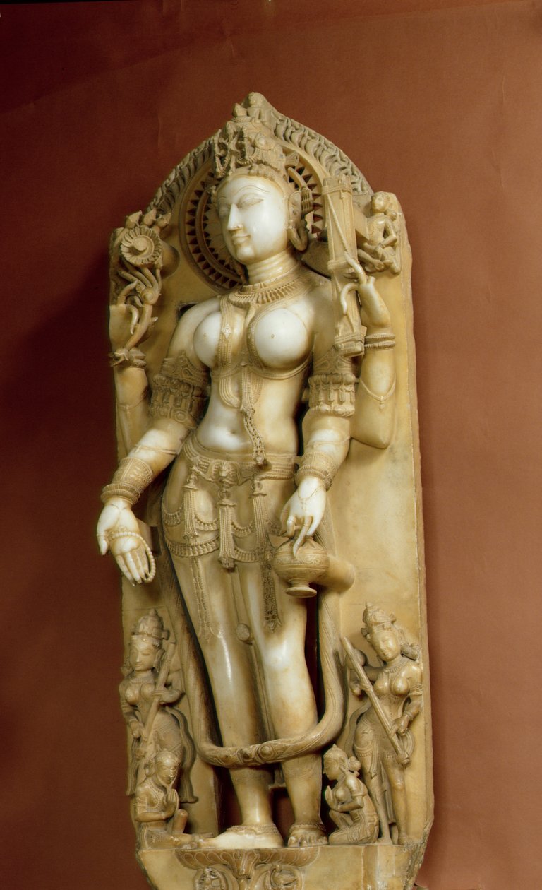 Sarasvati, a tanulás istennője, Pallu, Rajasthan, Chauhan dinasztia (márvány) alkotó: School Indian