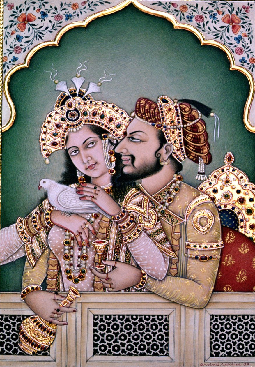 Shah Jahan (1592-1666) és felesége, Arjumand Banu Begum (1631-ben halt meg) Mumtaz-i Mahal alkotó: School Indian