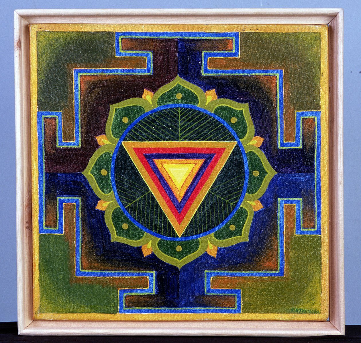 Shiv Yantra festmény (pigment, tábla) alkotó: School Indian