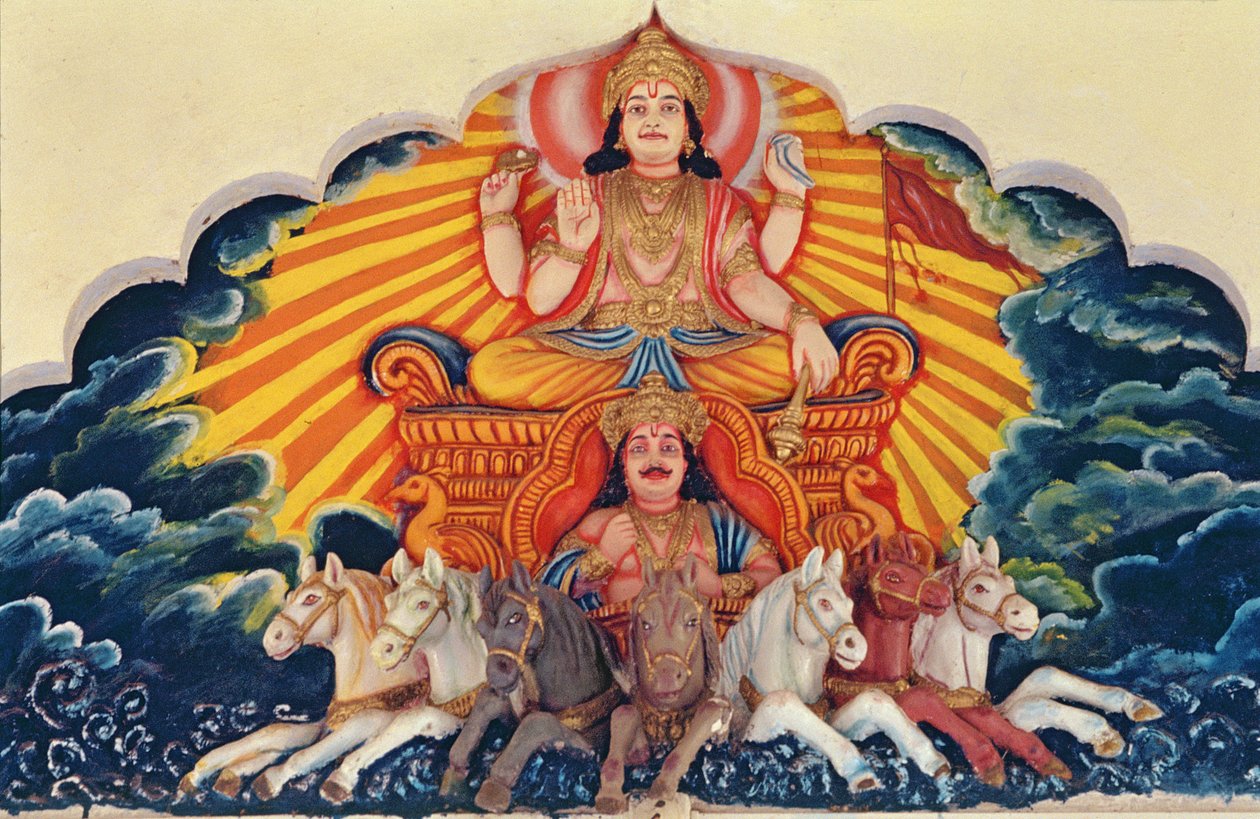 Surya Narayan, a Napisten (festett dombormű) alkotó: School Indian