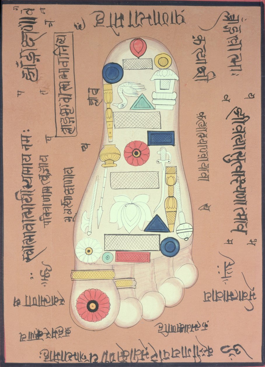 A jobb láb tantrikus ábrája (gouache és akvarell, papír) alkotó: School Indian