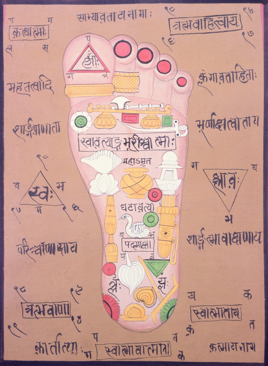 A jobb láb tantrikus ábrája (gouache és akvarell, papír) alkotó: School Indian