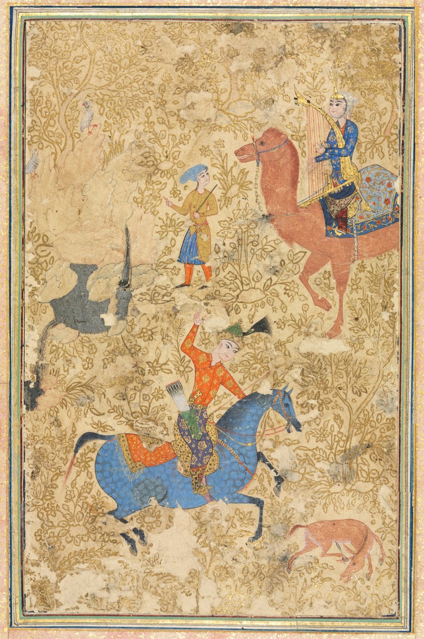 Bahram Gur and Azada, from a Shahnama (Book of Kings) of Firdausi (940-1019 or 1025) alkotó: School Iranian