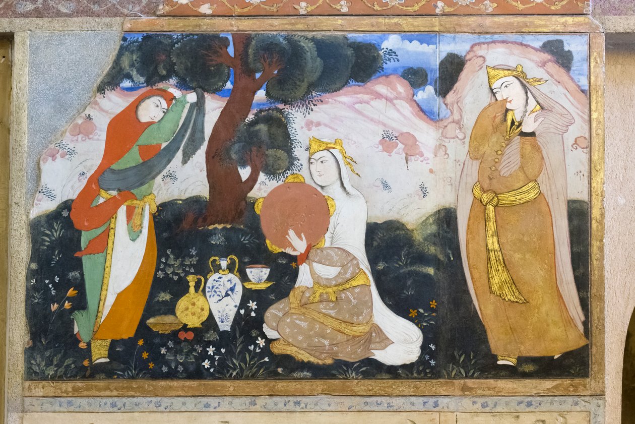 Frissen a Chehel Sotoun Palace-ban, Esfahanban, Iránban alkotó: School Iranian