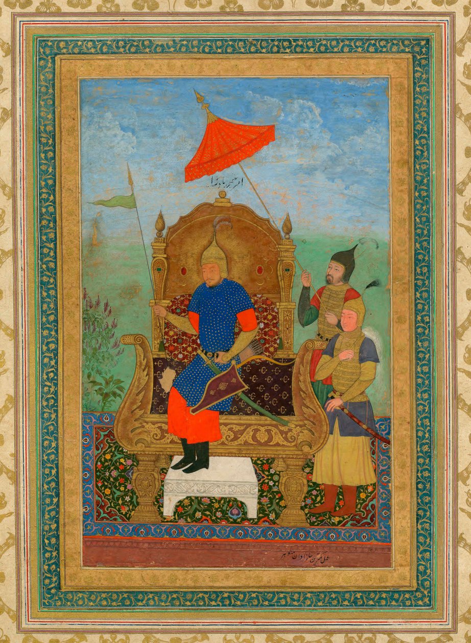 Tamerlane (1336-1405) portréja (vagy Timur Lang, "Timur, a béna") - Timur kán, Anonymous / Magángyűjtemény / kb 1625 / Irán / Gouache papíron / Portré / 43,7x30,7 alkotó: School Iranian