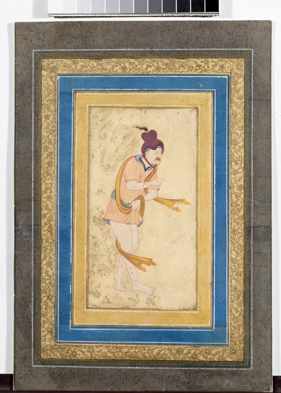 Egy iráni dervis mester portréja (Dervish iráni mester) - Miniatűr, akvarell, gouache és arannyal festett kartonra (14,8x7,9 cm), 17. század eleje - Állami Ermitázs, Szentpétervár (Oroszország) alkotó: School Iranian