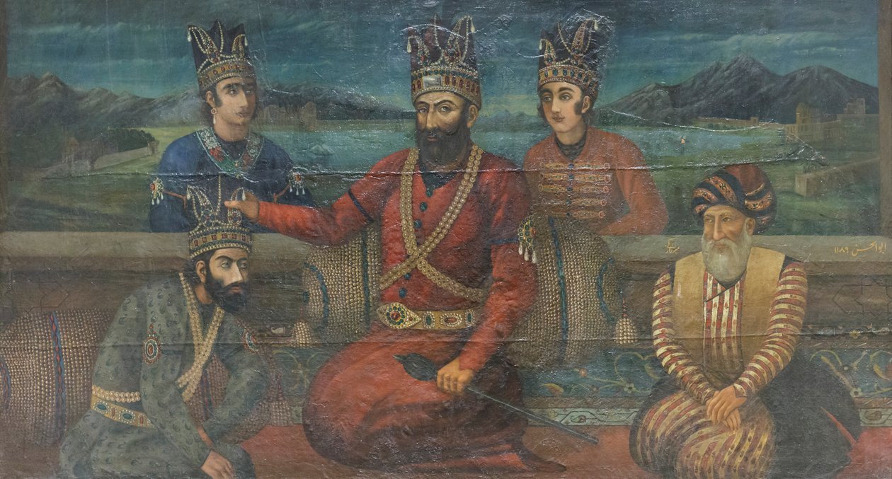 Mohammad Shah Gurkani megkoronázása Nader Shah, Abolhassan által (olaj, vászon) alkotó: School Iranian