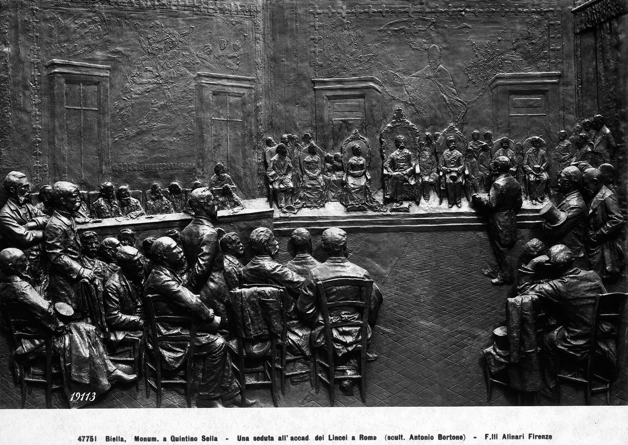 A Lincei Akadémia ülése Rómában (bronz) (f/w fotó) alkotó: School Italian