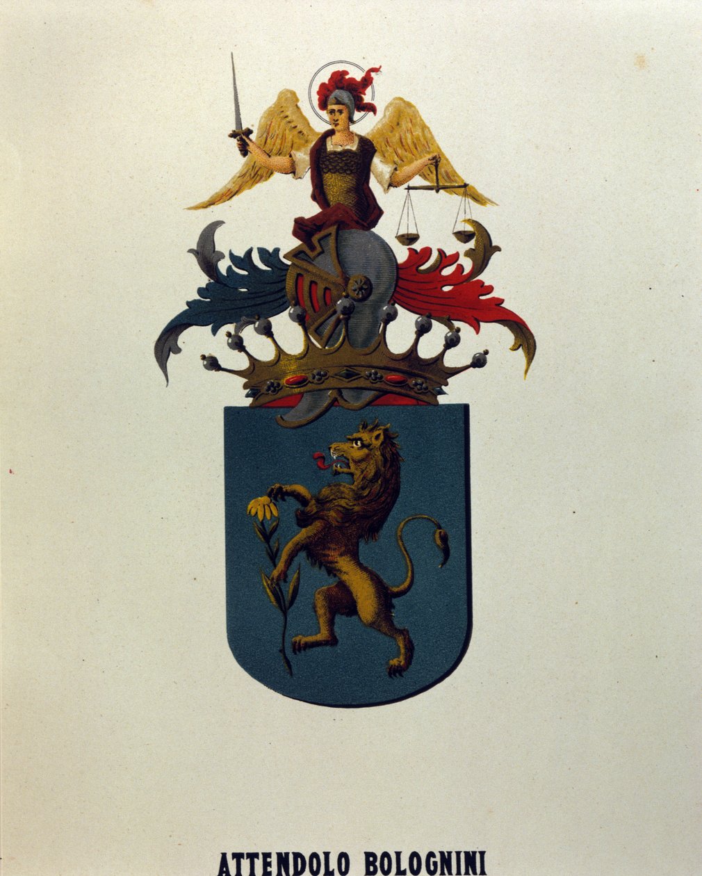 A milánói Attendolo Bolognini család címere "sárkány" oroszlánnal. alkotó: School Italian