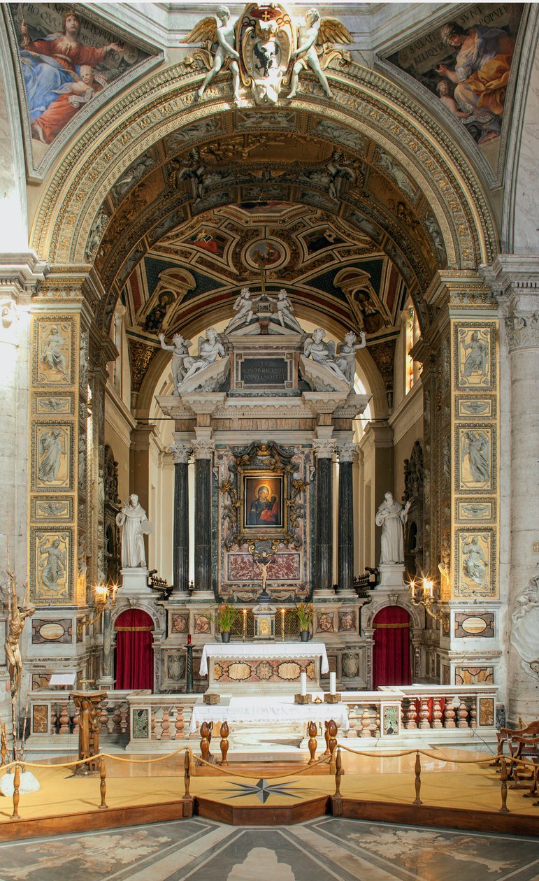 A Santa Maria del Popolo-bazilika belső képe (a Santa Maria del Popolo-templom belső képe) 15-17. századi Róma Olaszország alkotó: School Italian