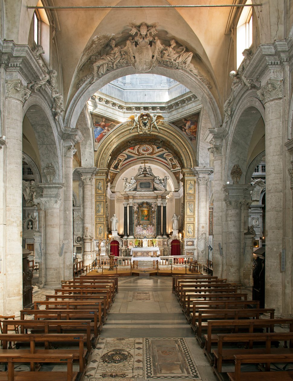 A Santa Maria del Popolo-bazilika belső képe (a Santa Maria del Popolo-templom belső képe) 15-17. századi Róma Olaszország alkotó: School Italian
