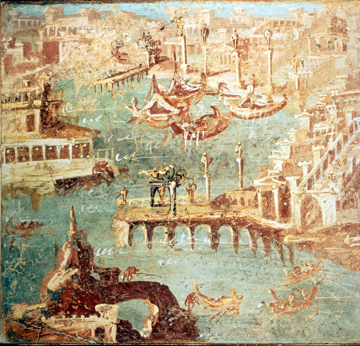 Pozzuoli kikötője (Pozzuoli) Nápoly közelében.Museo Nazionale de Naples alkotó: School Italian
