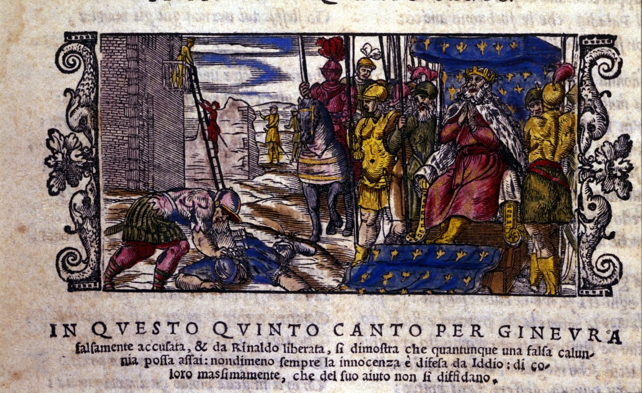 Ginevra hercegnő ártatlan, és megszakad a harc a rágalmazó és az ismeretlen lovag között, aki Ginevrát védeni jött. Ludovico Ariosto (1474 - 1533) „Orlando Furioso” (A dühöngő Roland) L